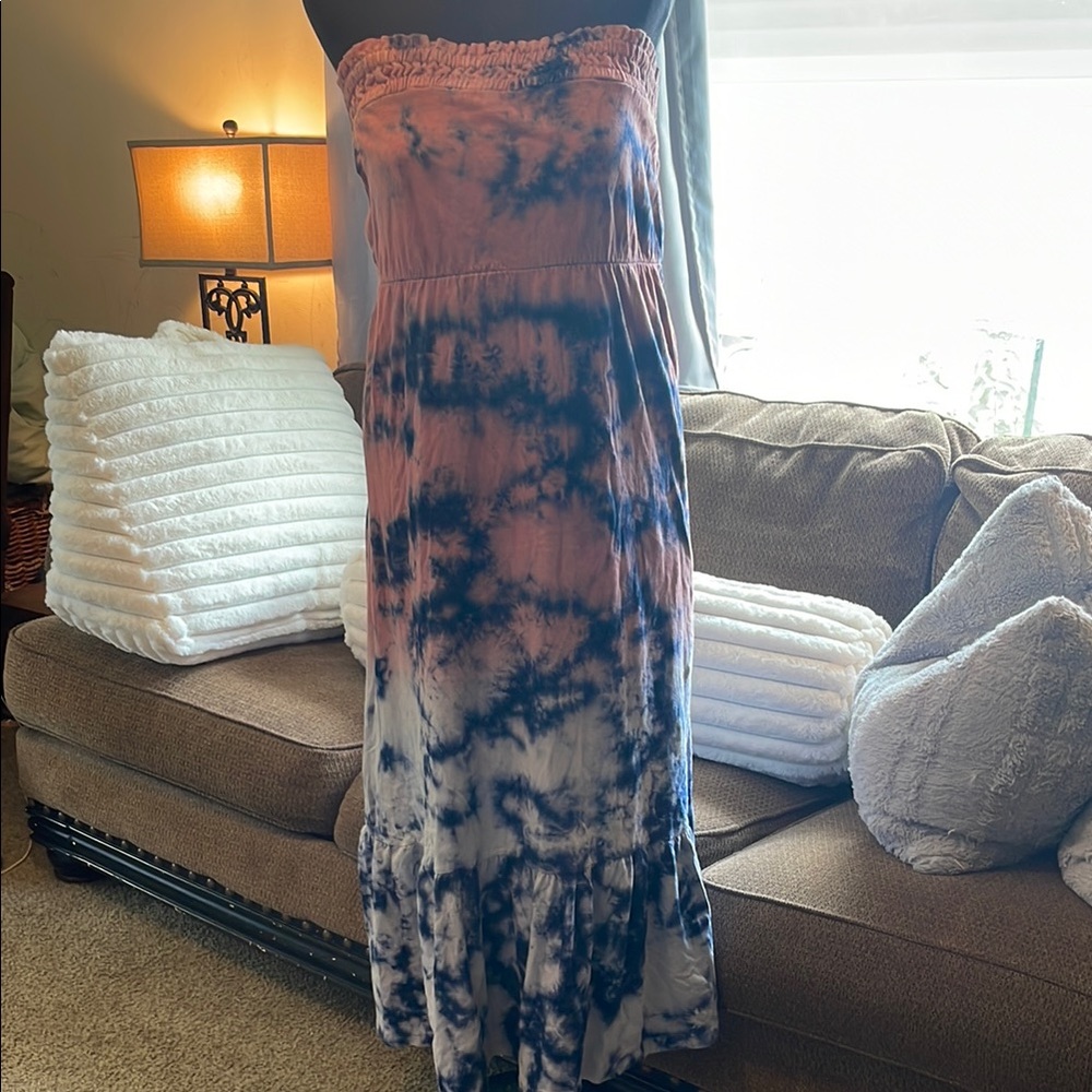Anthropologie Amadi Tie-Dye Strapless Maxi Dress